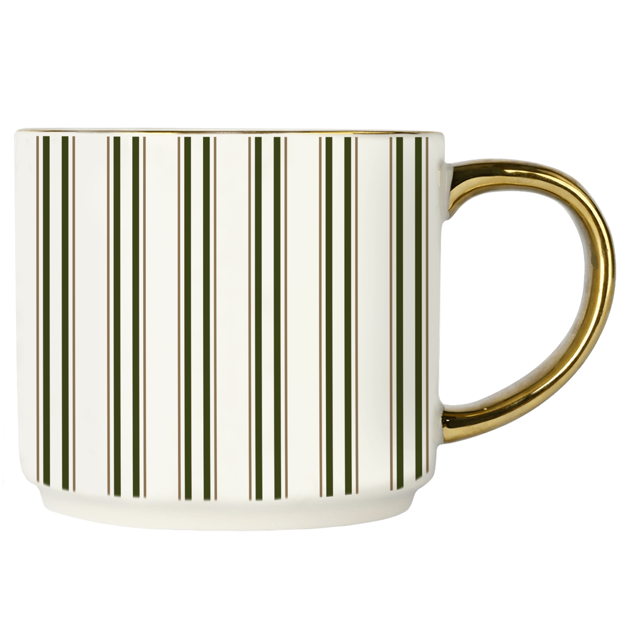 Green Stripe 14oz. Gold Handle Coffee Mug - Shop_nameSweet Water Decor