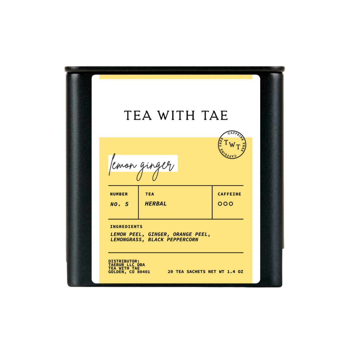 Lemon Ginger Tea Tin Gift (20 tea sachets) - Shop_nameTea with Tae