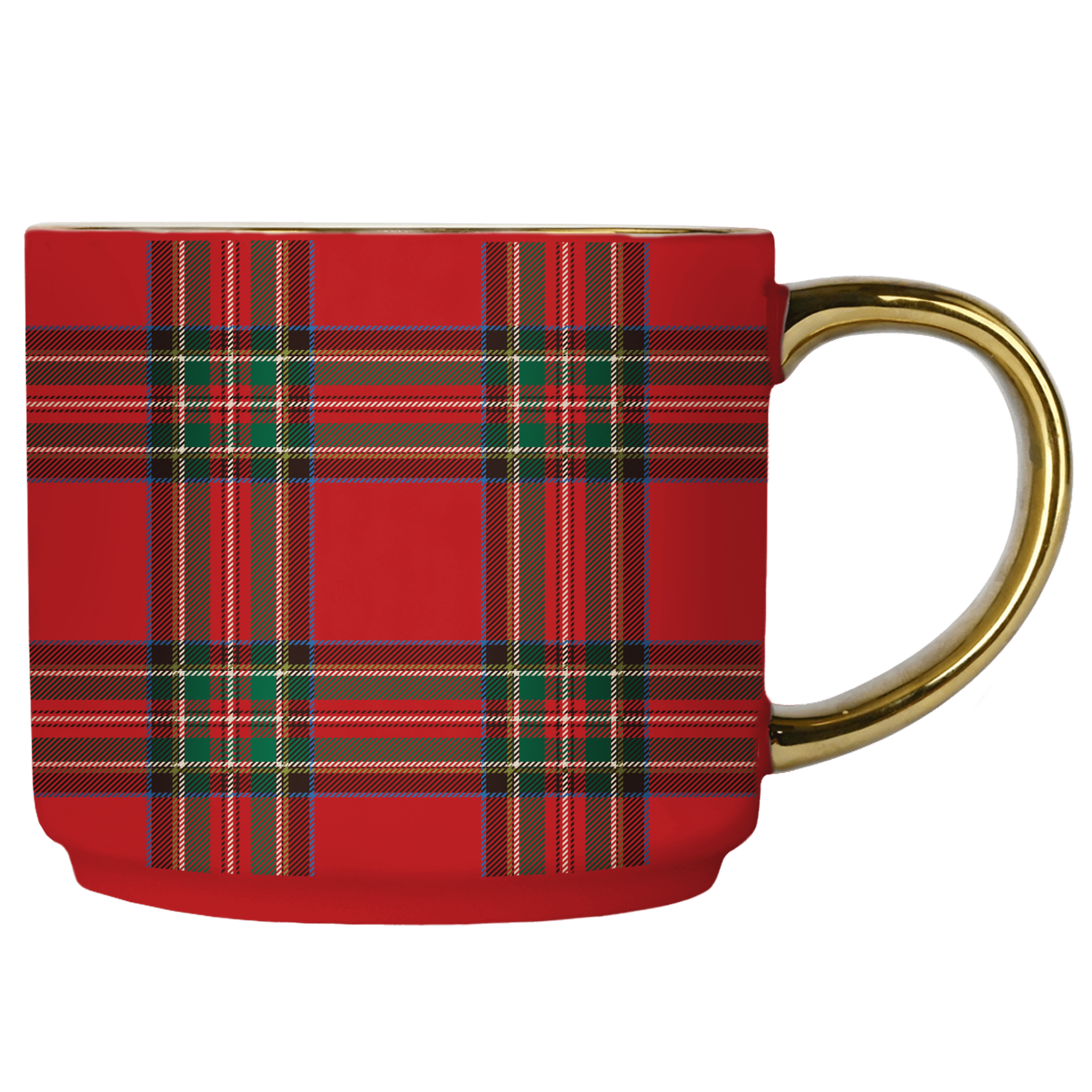 Red Plaid 14oz. Gold Handle Coffee Mug - Shop_nameSweet Water Decor