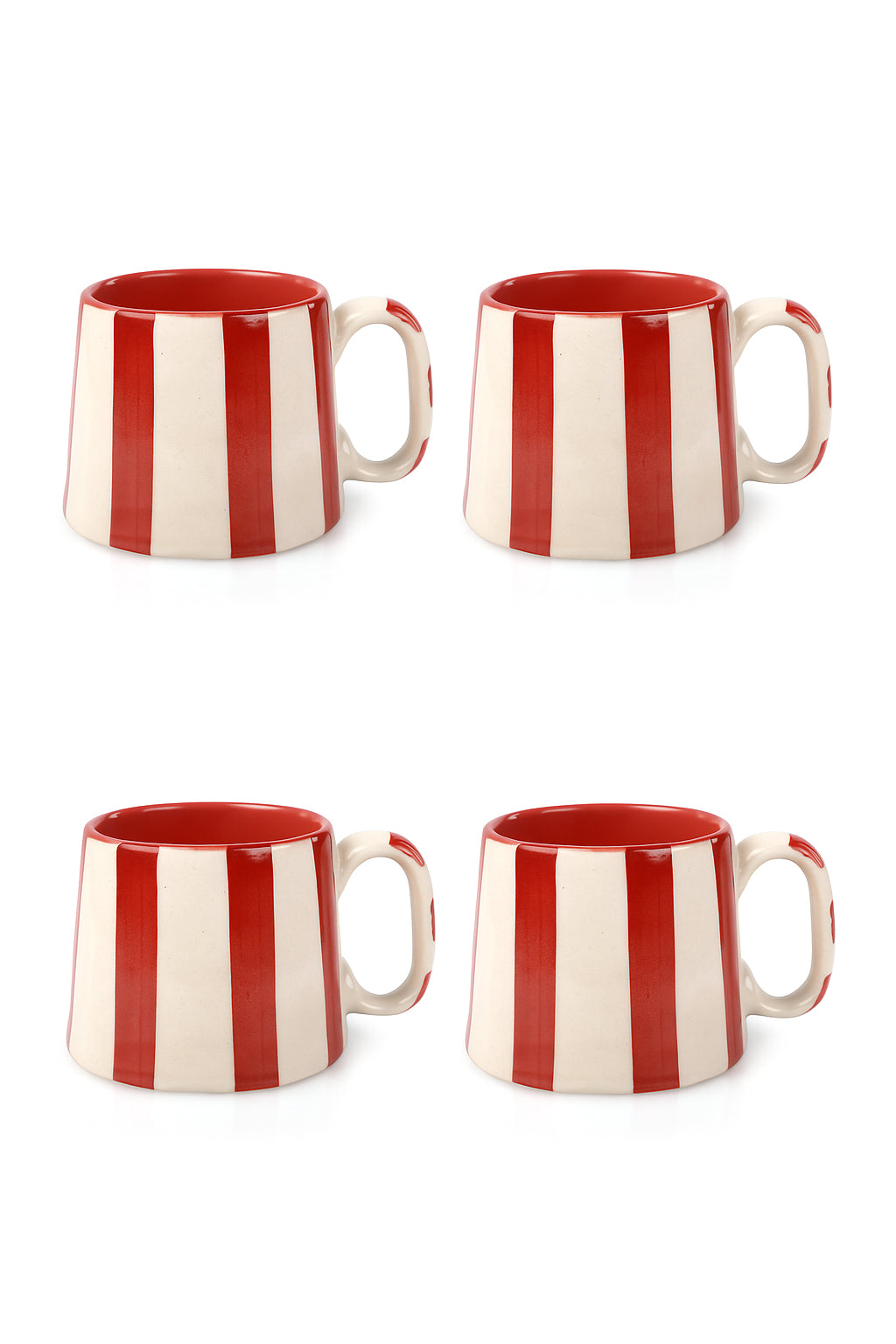 Ceramic Red Stripe  Coffee cup - 3.5 x 2.5 Inches ( Set of 4 ).