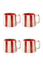 Ceramic Red Stripe  Coffee cup - 3.5 x 2.5 Inches ( Set of 4 ).