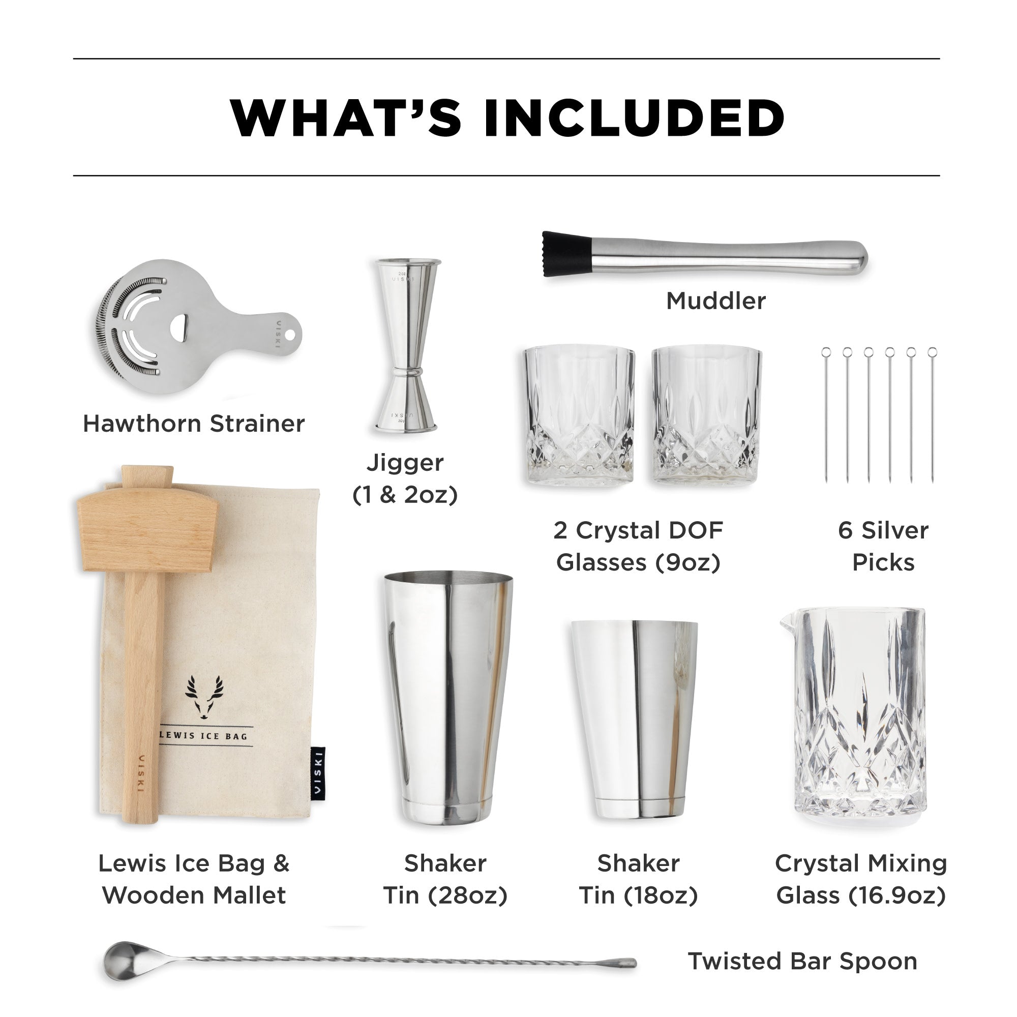 17-Piece Stainless Steel Barware Set.