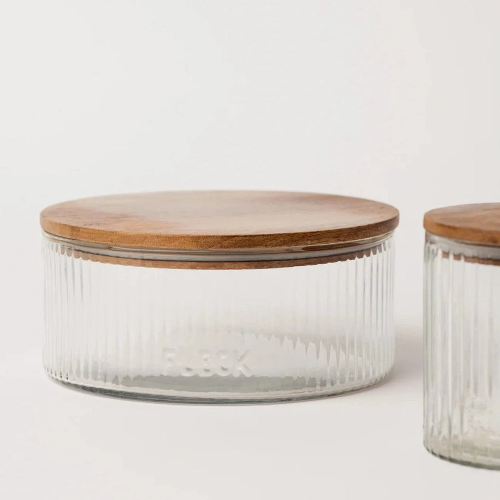 Fluted Glass Storage Jars - set of 3.