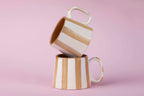 Ceramic Brown Stripe  Coffee cup - 3.5 x 2.5 Inches ( Set of 4 )