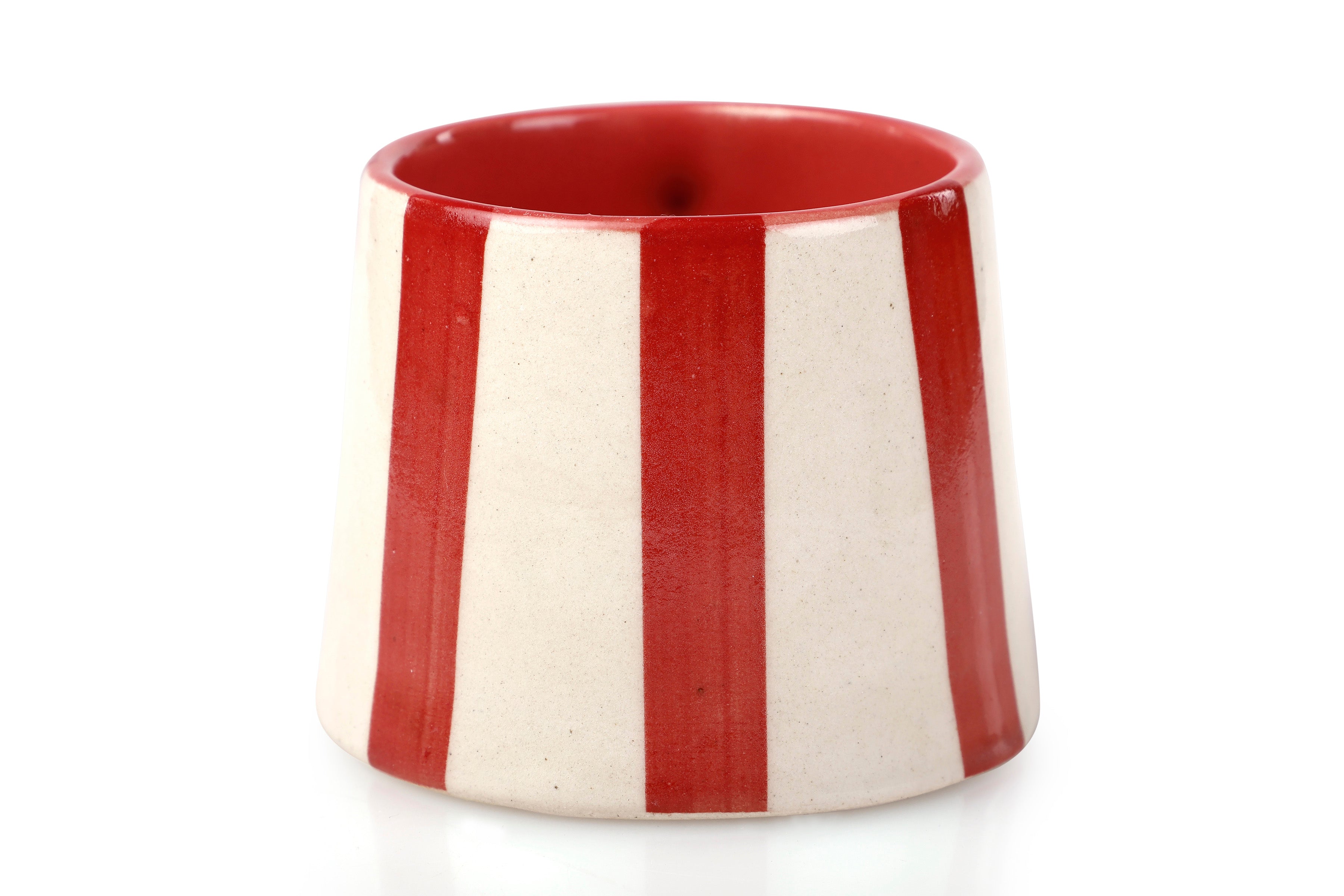 Ceramic Red Stripe  Coffee cup - 3.5 x 2.5 Inches ( Set of 2 )