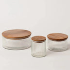 Fluted Glass Storage Jars - set of 3.