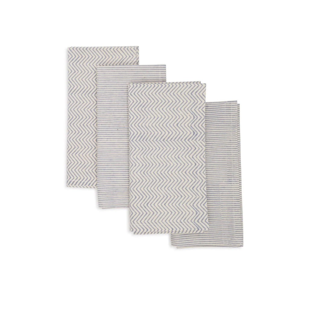 VERTEX Hand Block Printed Napkins - Set of 4. Cotton - Fair Trade - Artisan Made