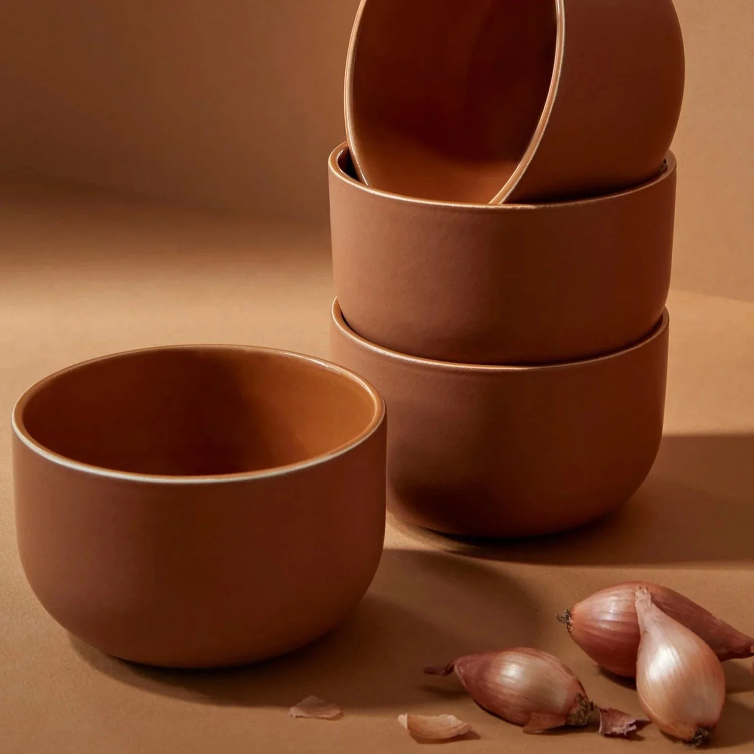 Stoneware Dinner Bowl • Set of 4| Youlha 25 oz - Terracotta