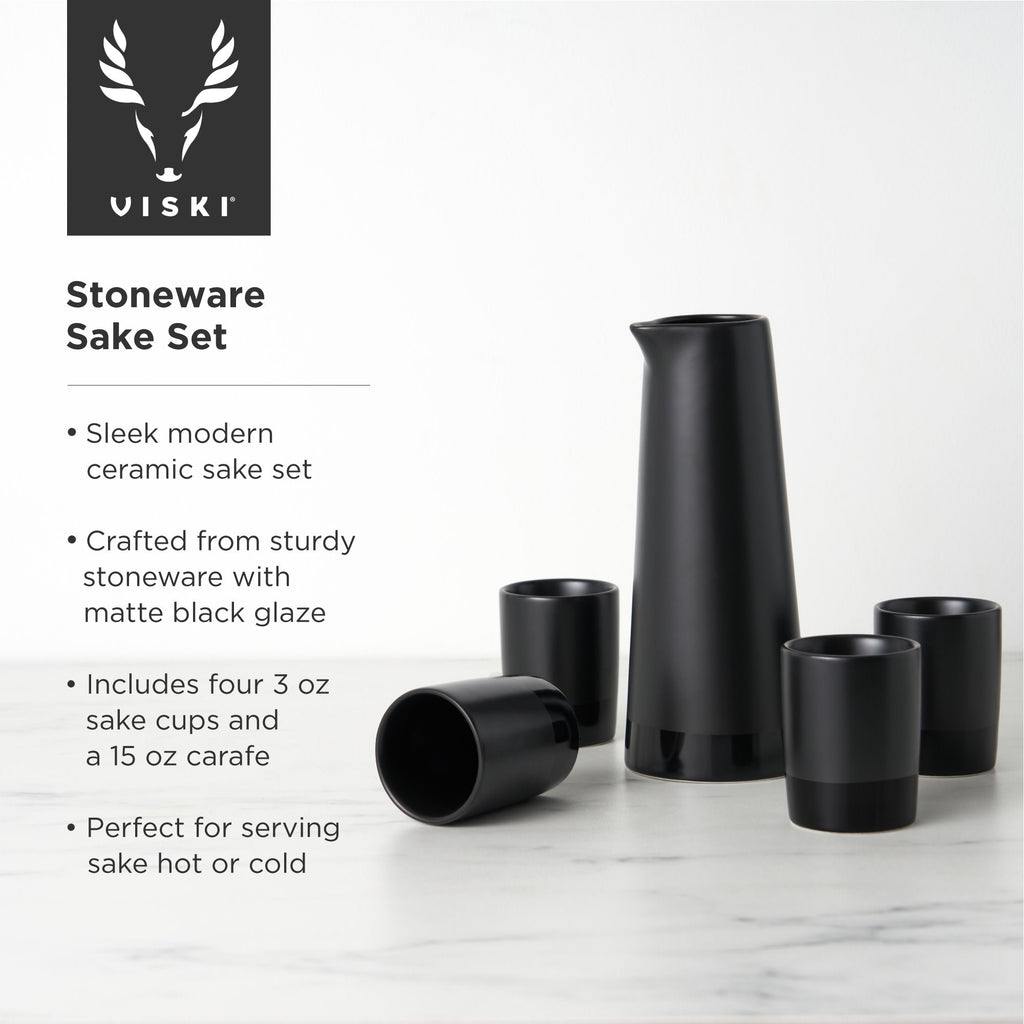 5 - Piece Stoneware Sake Set in Black - Shop_nameViski