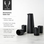 5 - Piece Stoneware Sake Set in Black - Shop_nameViski