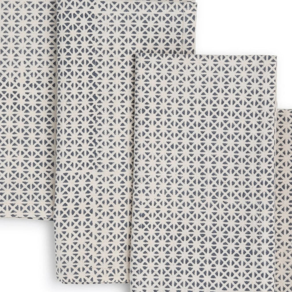 VERTEX Hand Block Printed Napkins - Set of 4. Cotton - Fair Trade - Artisan Made