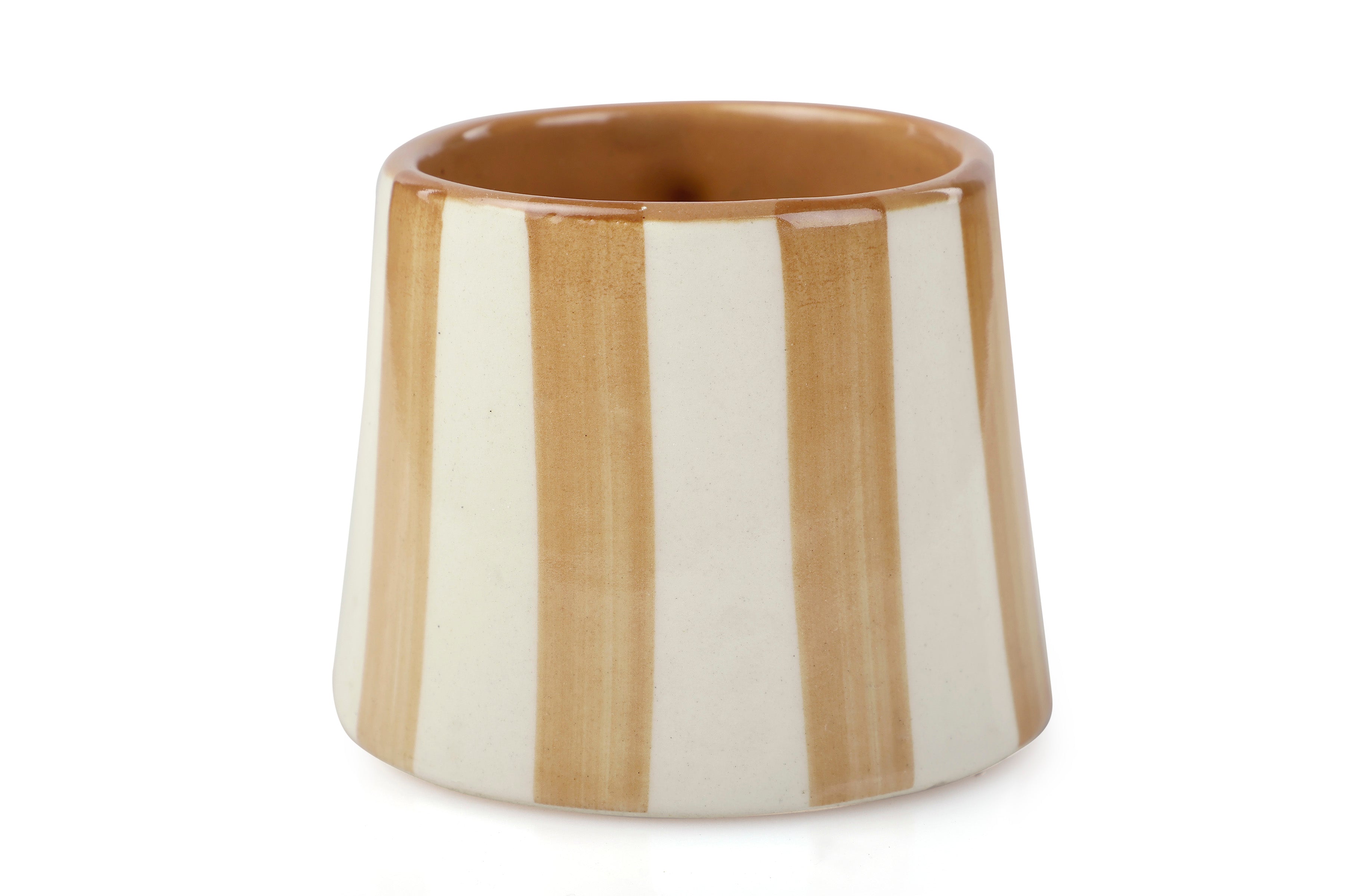 Ceramic Brown Stripe  Coffee cup - 3.5 x 2.5 Inches ( Set of 4 )