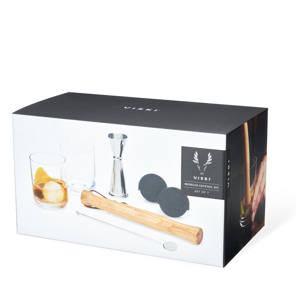 7-Piece Professional Stainless Steel Muddled Barware Set.