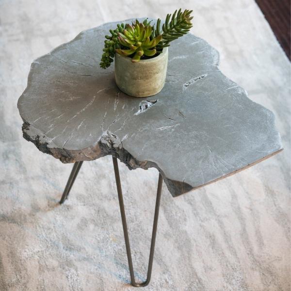 Vaughn Concrete Live Edge Side Table.