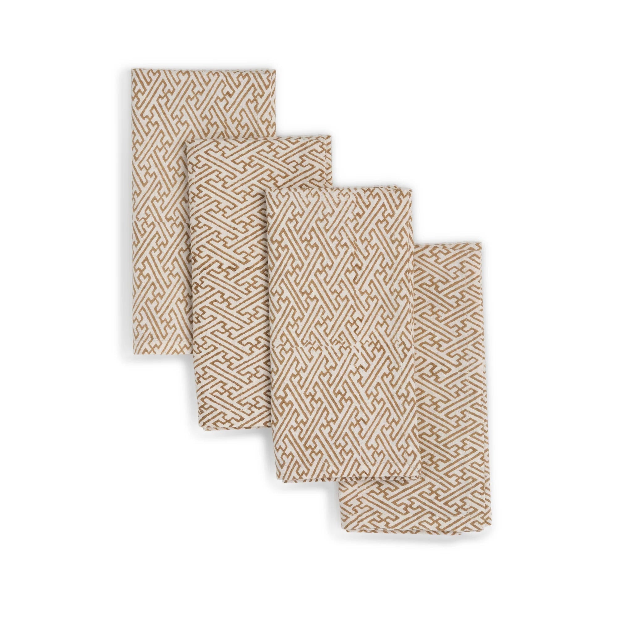 VERTEX Hand Block Printed Napkins - Set of 4. Cotton - Fair Trade - Artisan Made