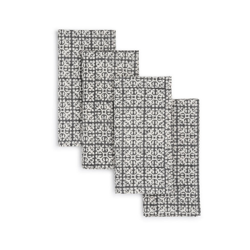 VERTEX Hand Block Printed Napkins - Set of 4. Cotton - Fair Trade - Artisan Made