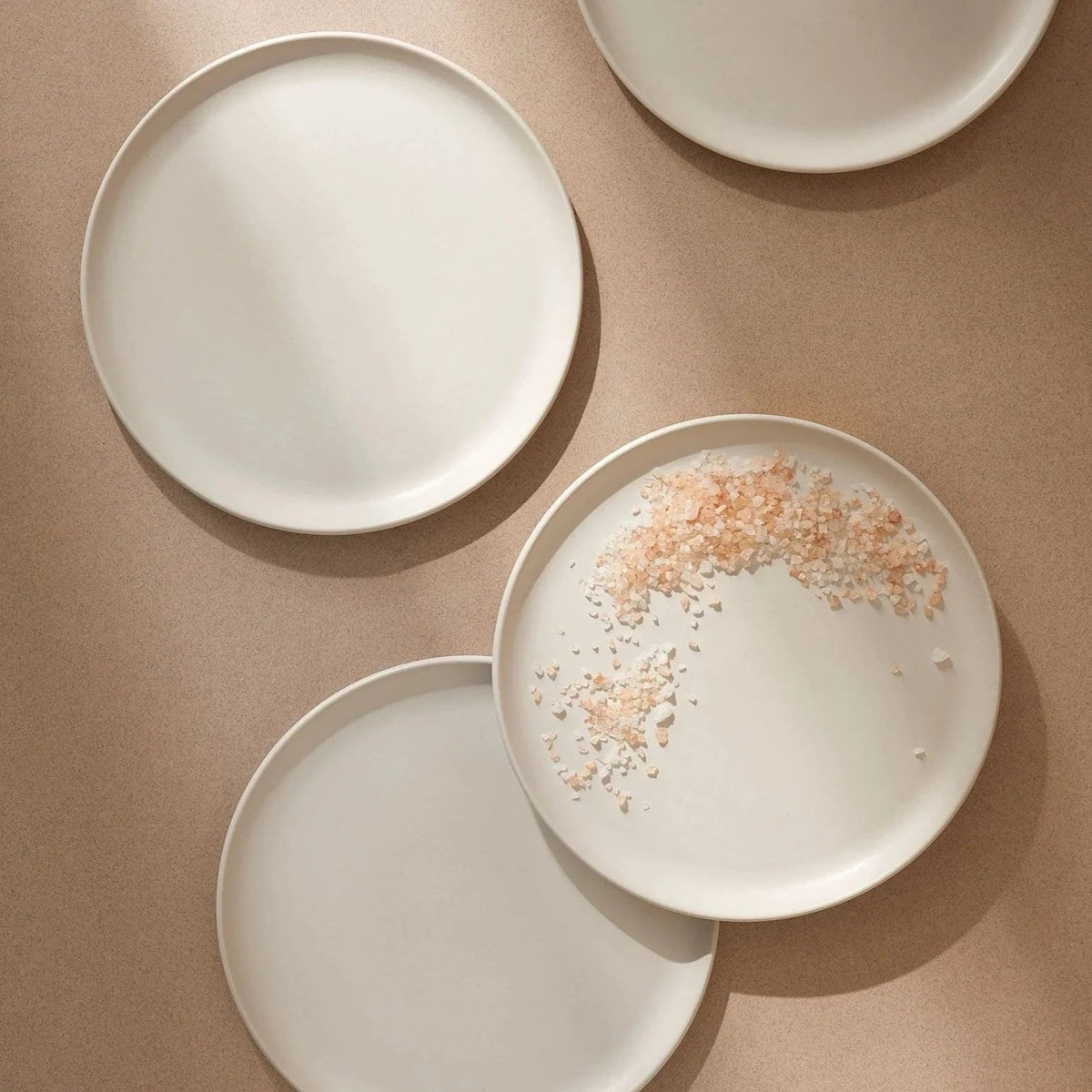 Flat Salad/Dinner Plate | Edan 9.4" - Matte White Stoneware Set