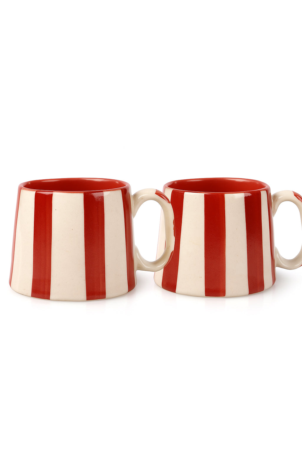 Ceramic Red Stripe  Coffee cup - 3.5 x 2.5 Inches ( Set of 2 ).