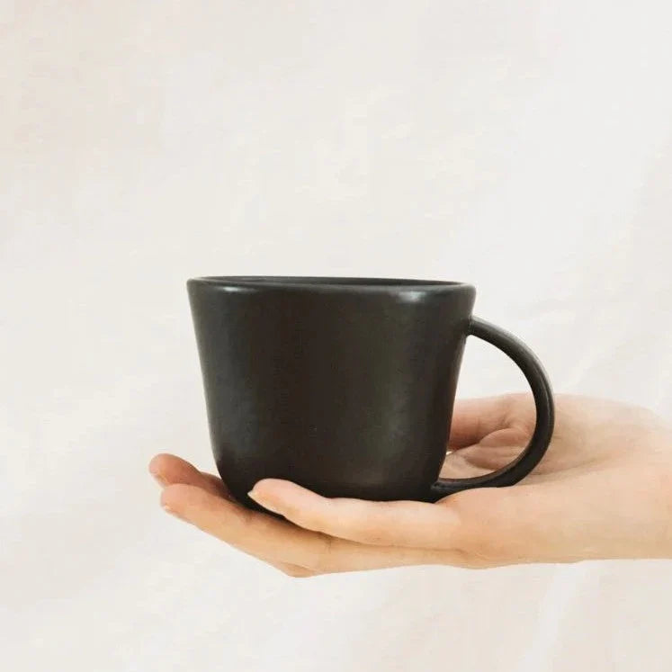 Stoneware Coffee Mug | Osun 6.7 oz  - | Set of 4 in Matte Black