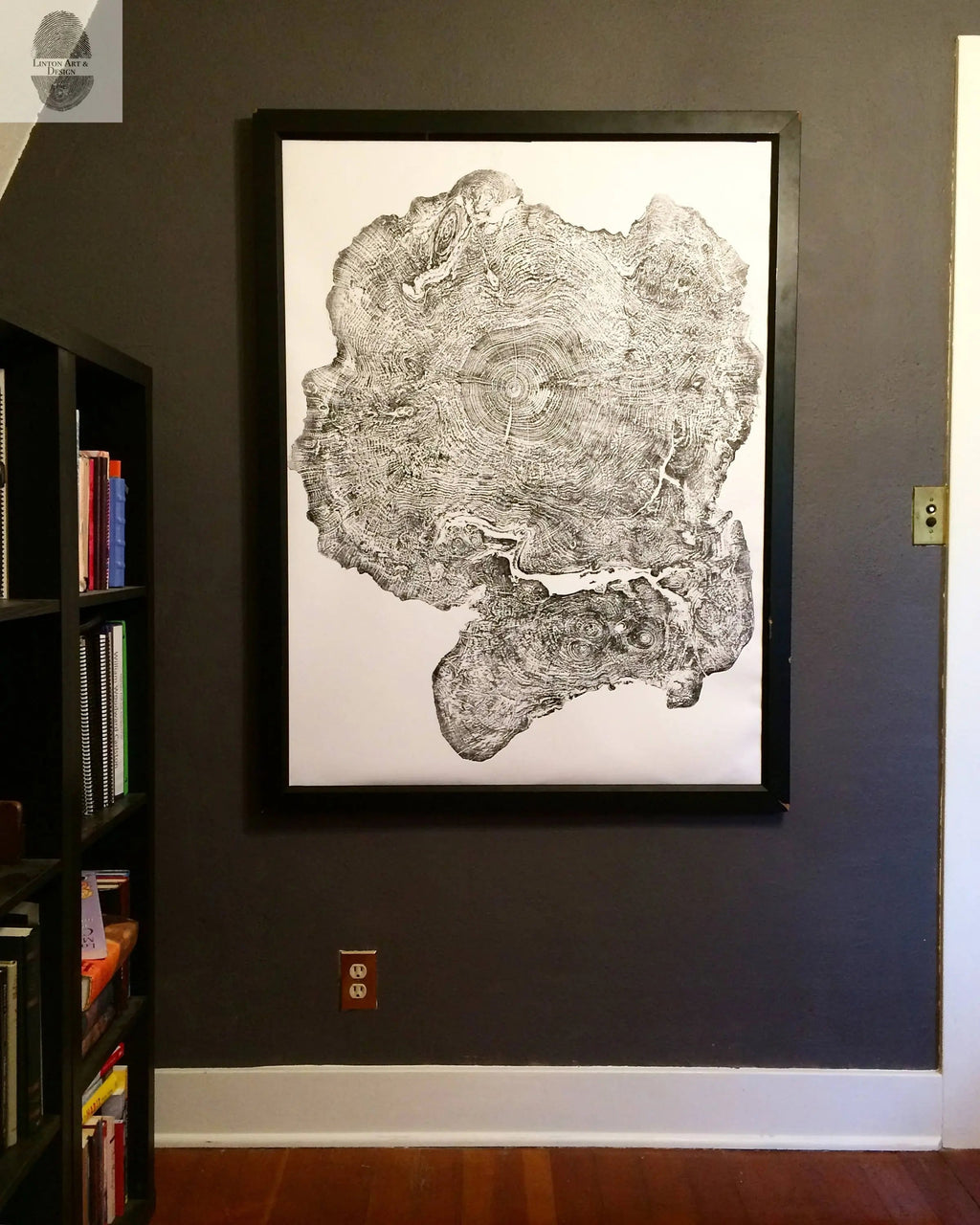 Oversized Big Leaf Maple Tree Ring Print | Handmade Massachusetts Woodcut Art | 36" x 48"