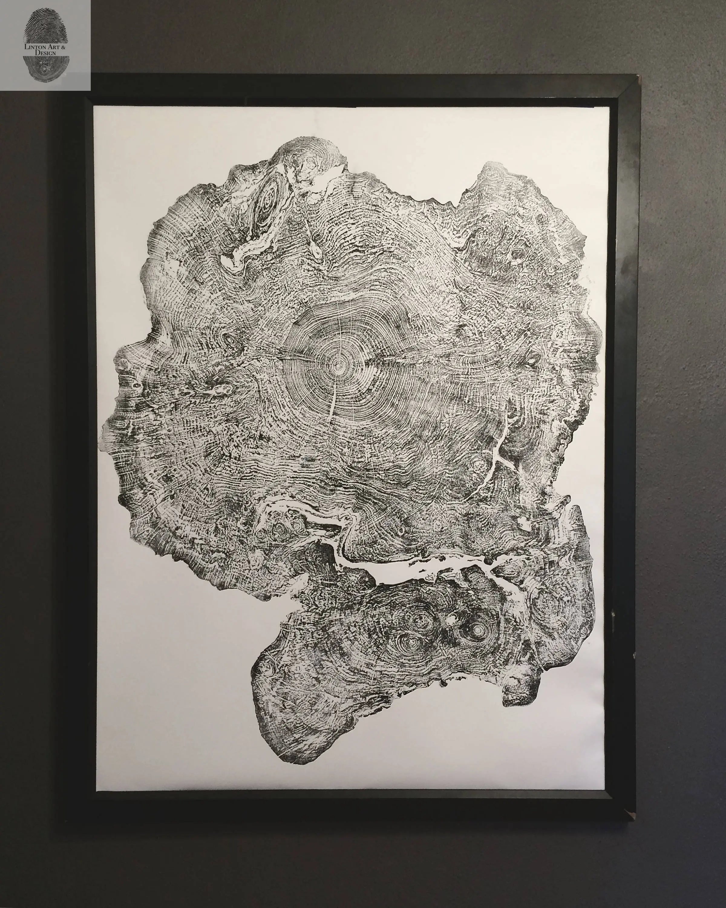 Oversized Big Leaf Maple Tree Ring Print | Handmade Massachusetts Woodcut Art | 36" x 48"
