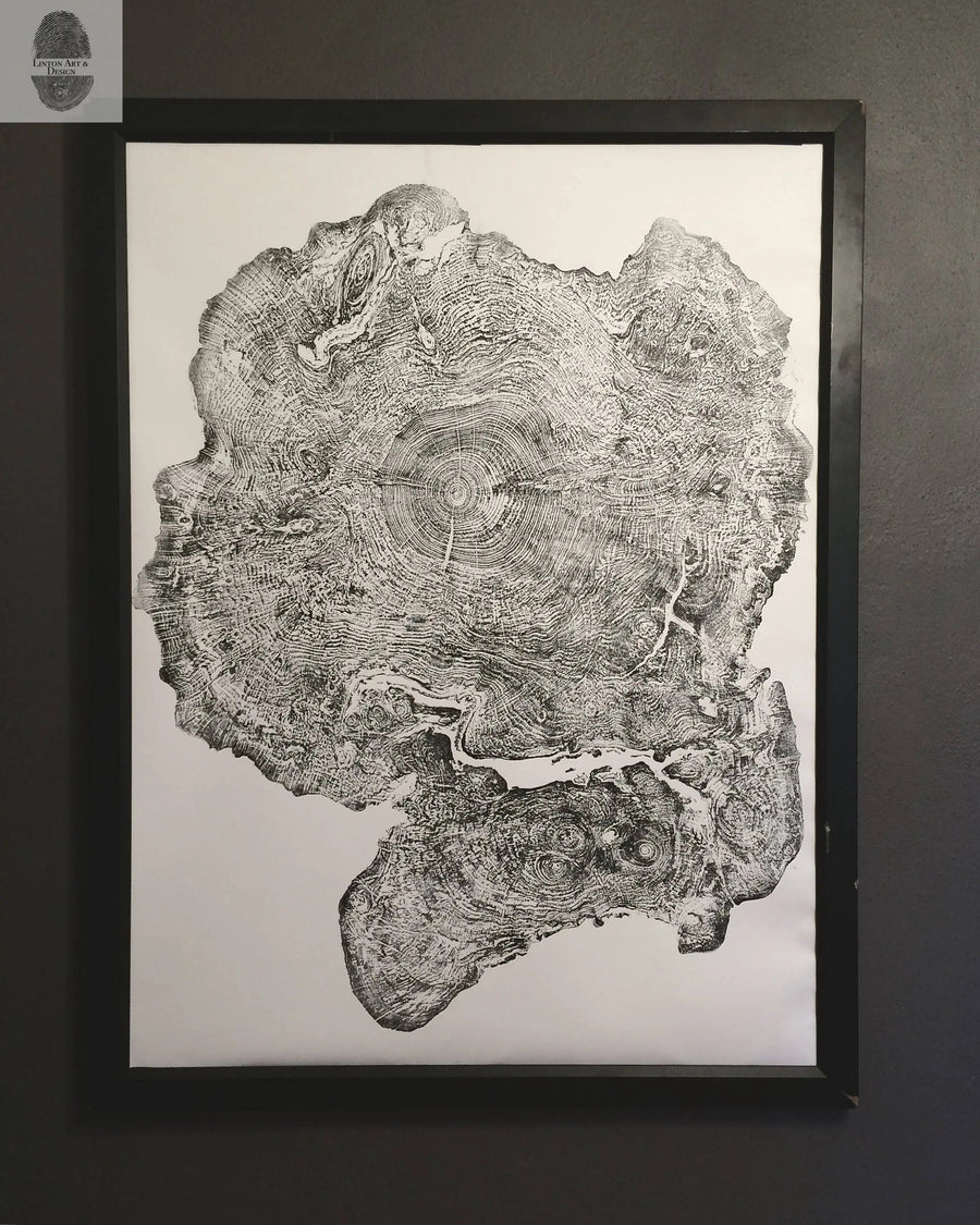 Oversized Big Leaf Maple Tree Ring Print | Handmade Massachusetts Woodcut Art | 36" x 48"