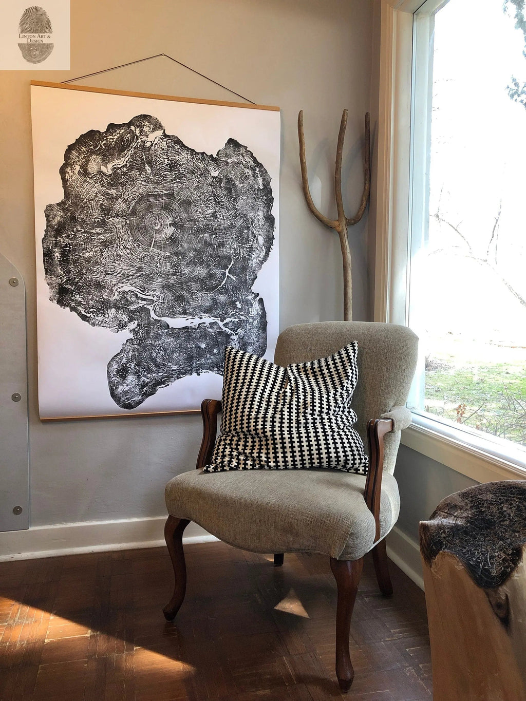 Oversized Big Leaf Maple Tree Ring Print | Handmade Massachusetts Woodcut Art | 36" x 48"