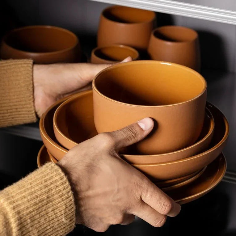 Stoneware Dinner Bowl • Set of 4| Youlha 25 oz - Terracotta