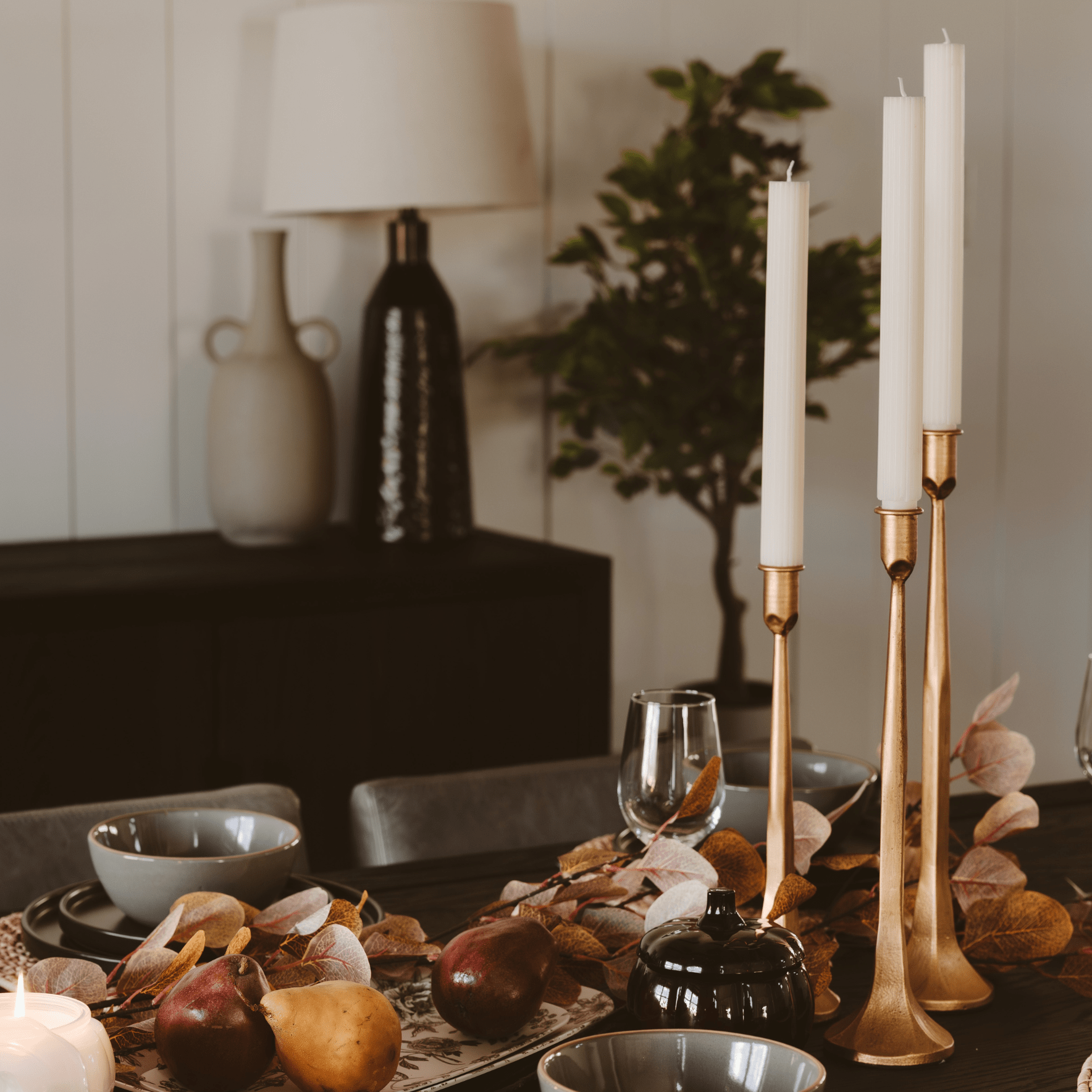 Gold Cast Iron Taper Candle Holders.