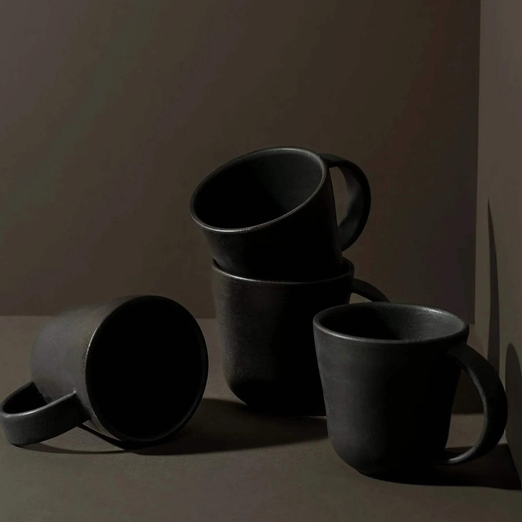 Stoneware Coffee Mug | Osun 6.7 oz  - | Set of 4 in Matte Black