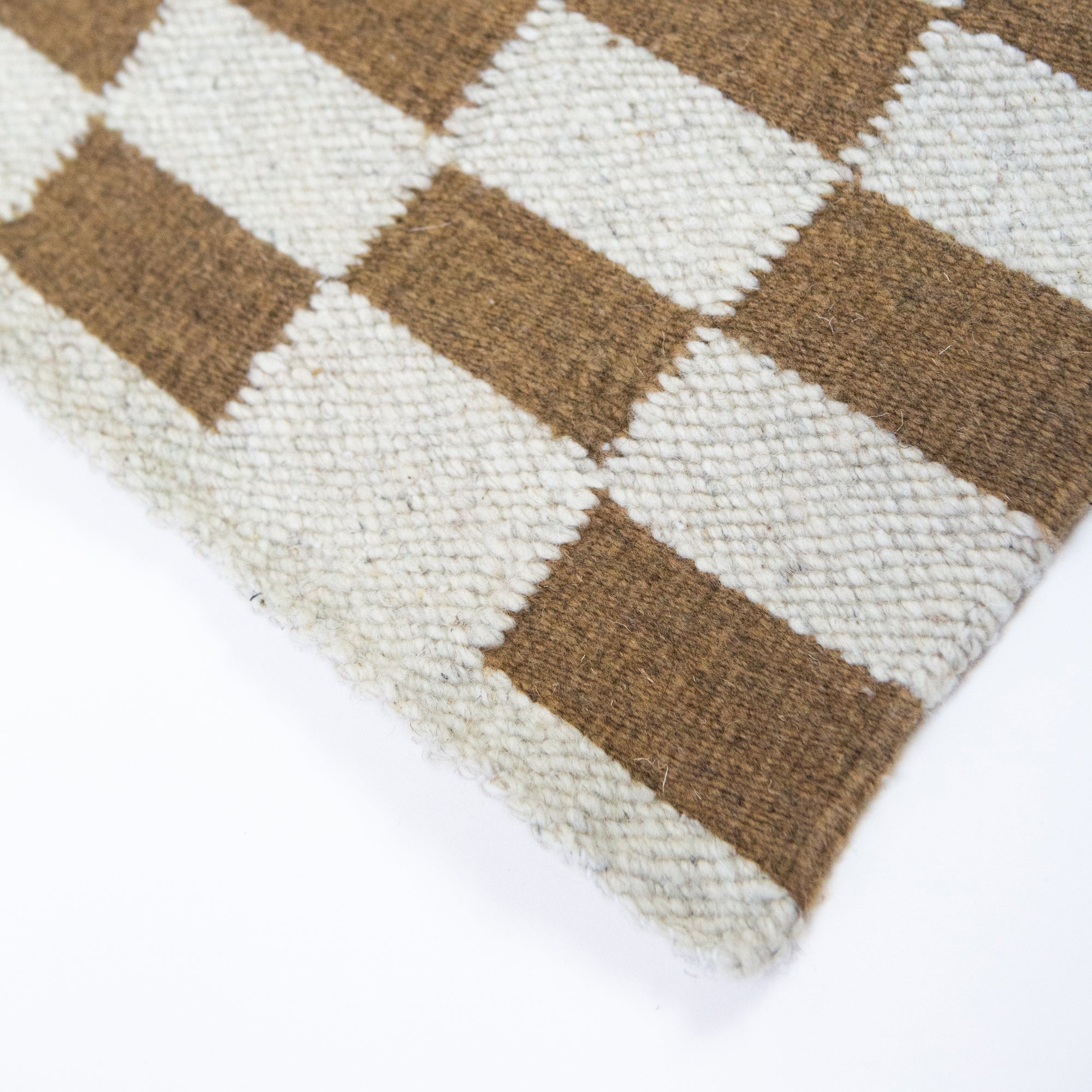 Zapotec Checkered Rug in Umber & Ivory