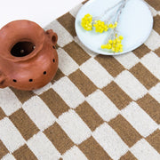 Zapotec Checkered Rug in Umber & Ivory