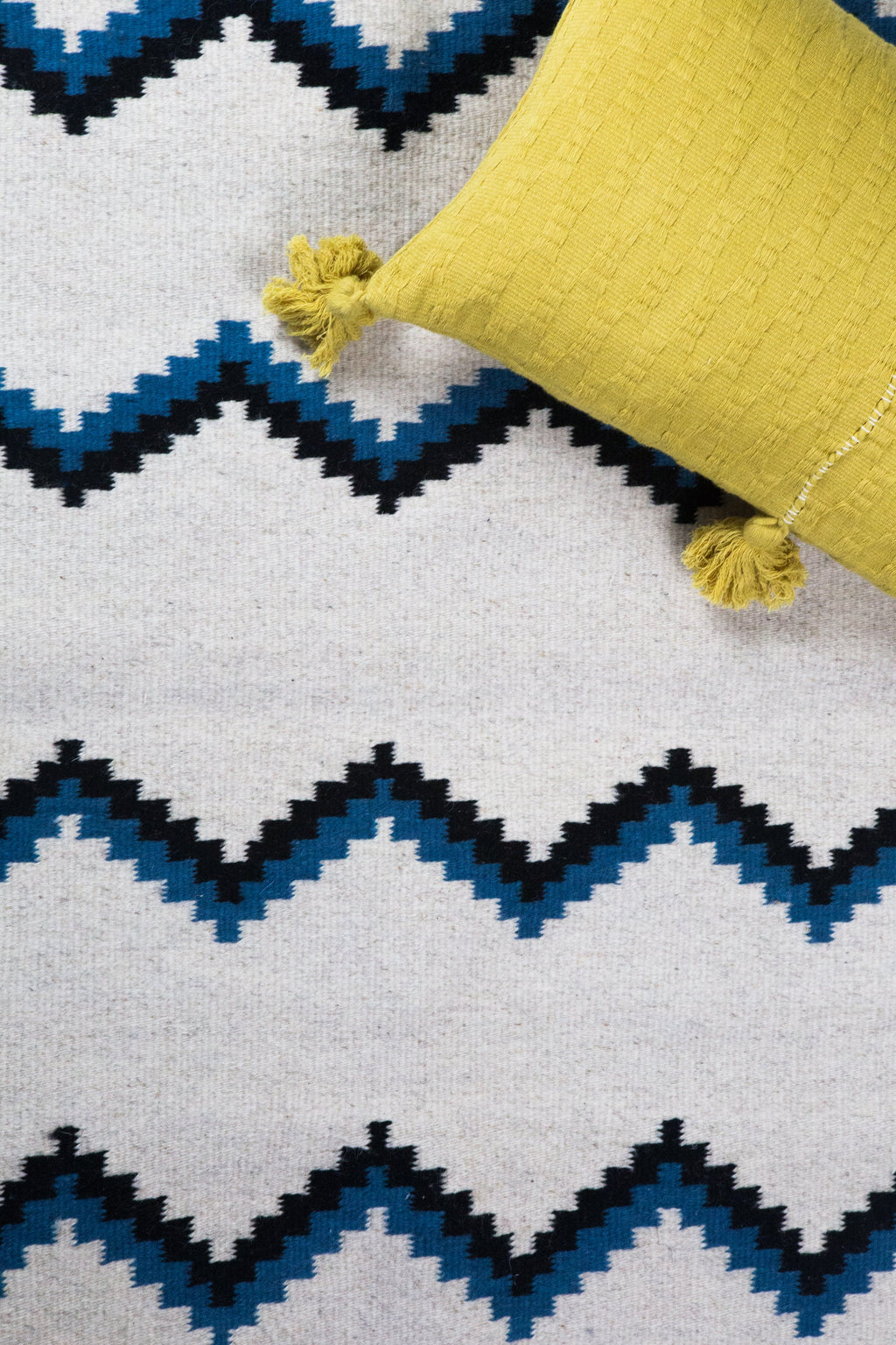 Zapotec Blue & Black Zig Zag Rug #6