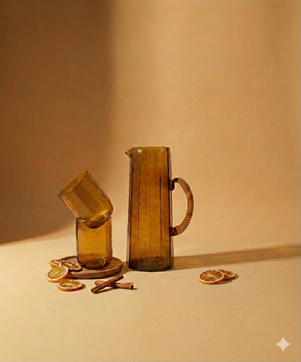 Hammered water pitcher, Brown- 6.25 x 9.5 Inches