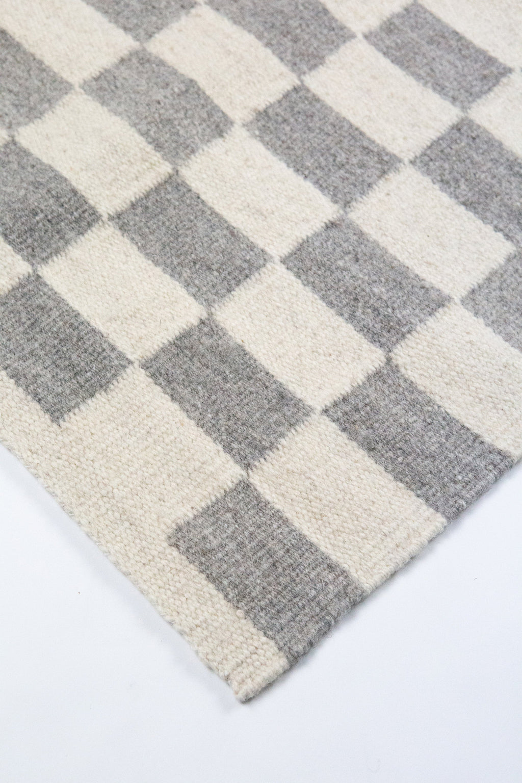 Zapotec Checkered Rug in Grey & Ivory
