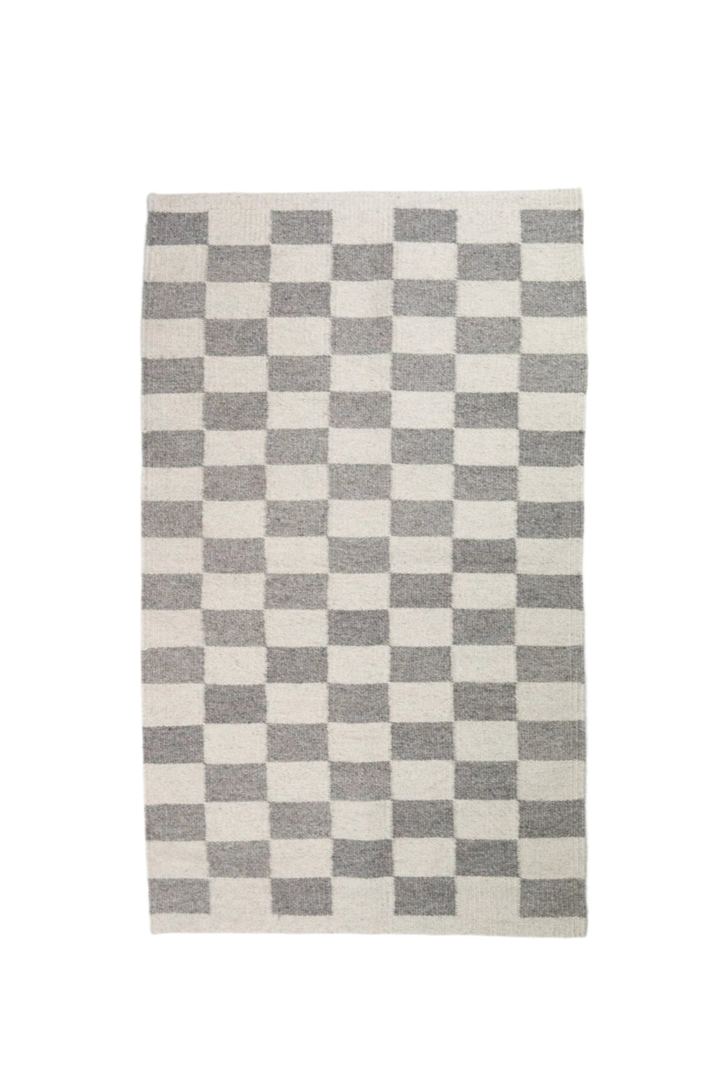 Zapotec Checkered Rug in Grey & Ivory