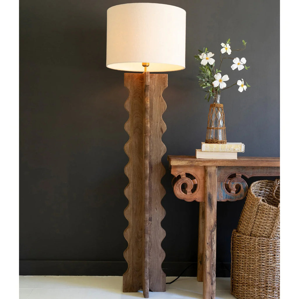 Wavy Mango Wood Floor Lamp