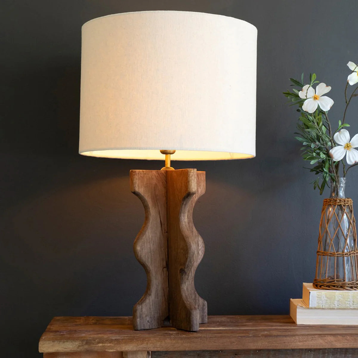 Wavy Mango Wood Floor Lamp