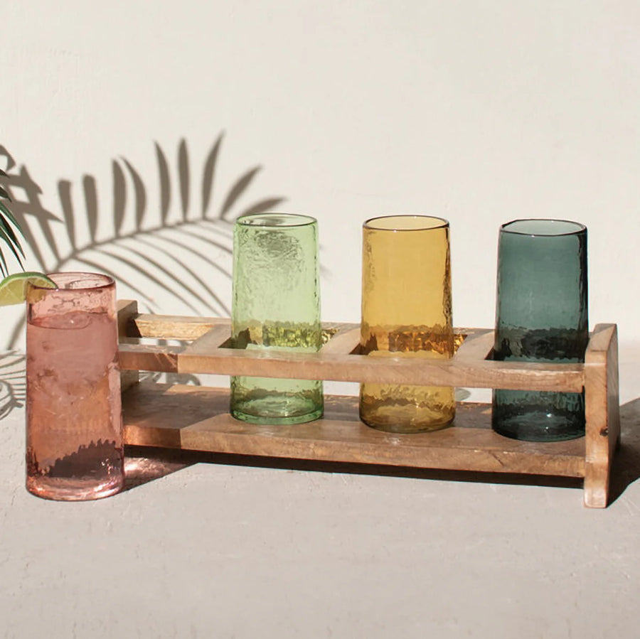 Cocktail Glass & Tray Set