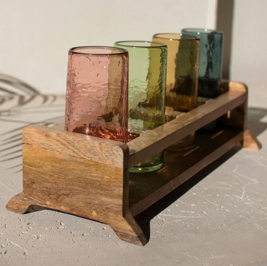 Cocktail Glass & Tray Set
