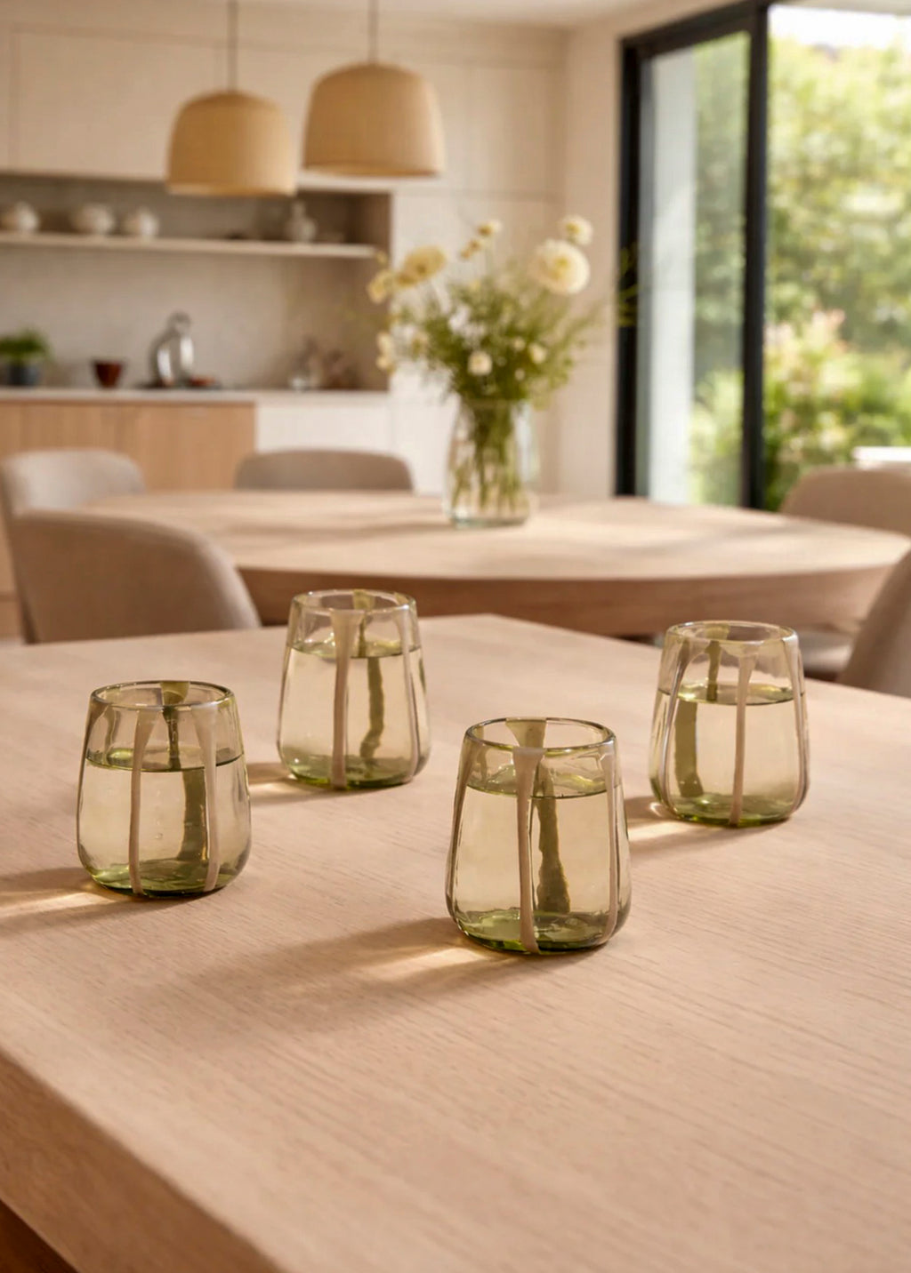 S/4 Olivia Short Green Olive Glass