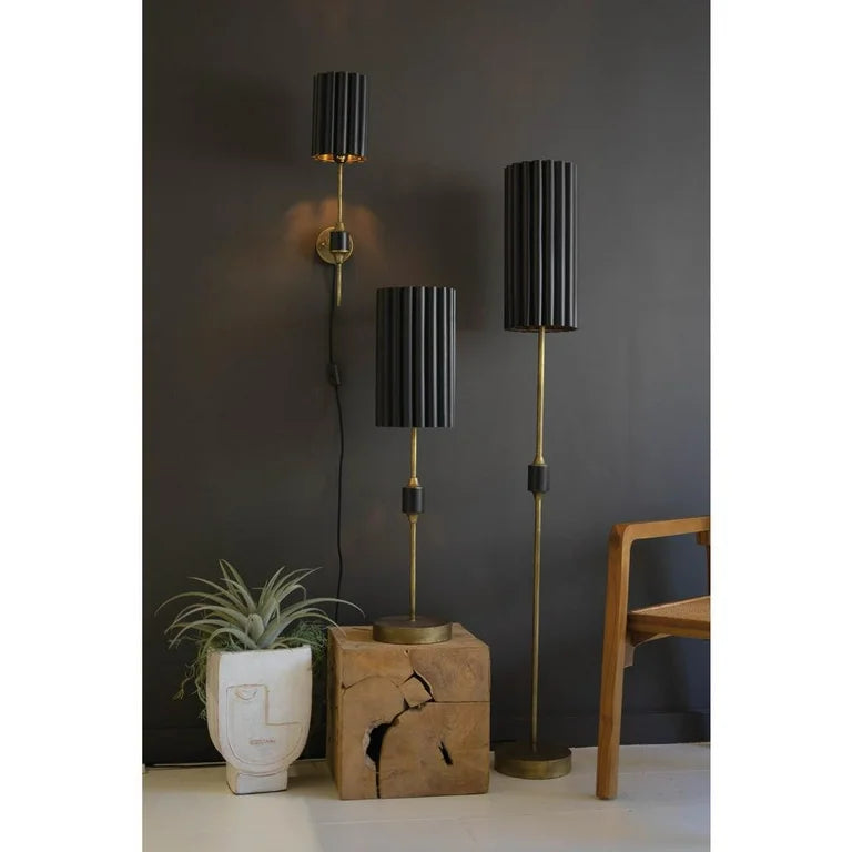 Fluted Black & Antique Gold Lamps