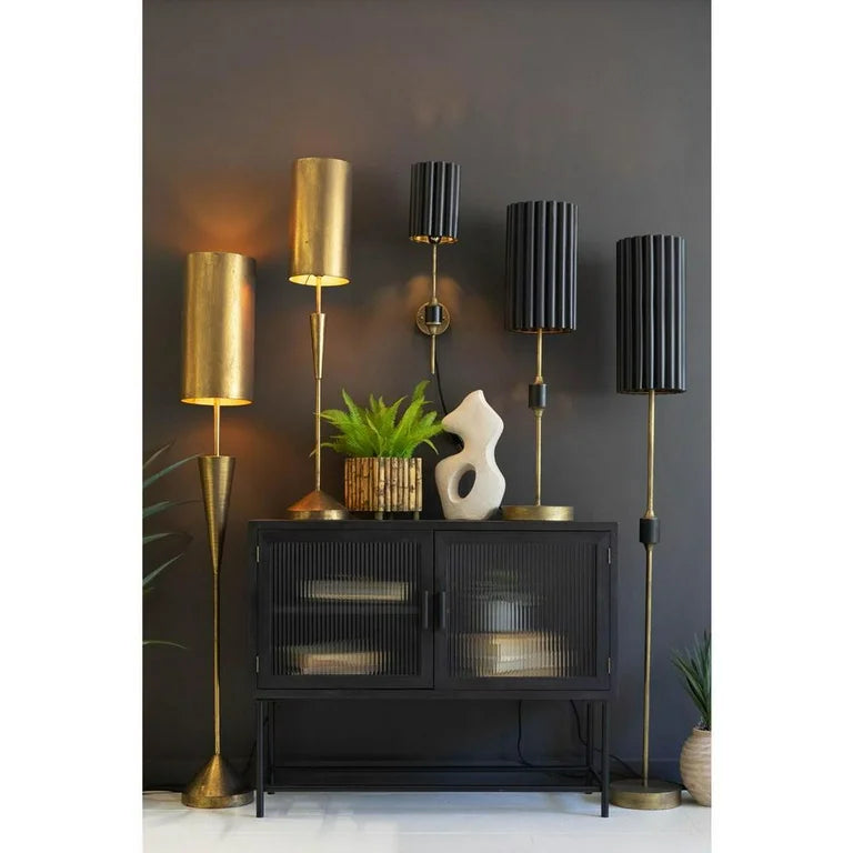 Fluted Black & Antique Gold Lamps