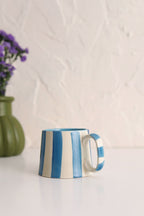 Ceramic Blue Stripe  Coffee cup- 220ml (SET OF 4)