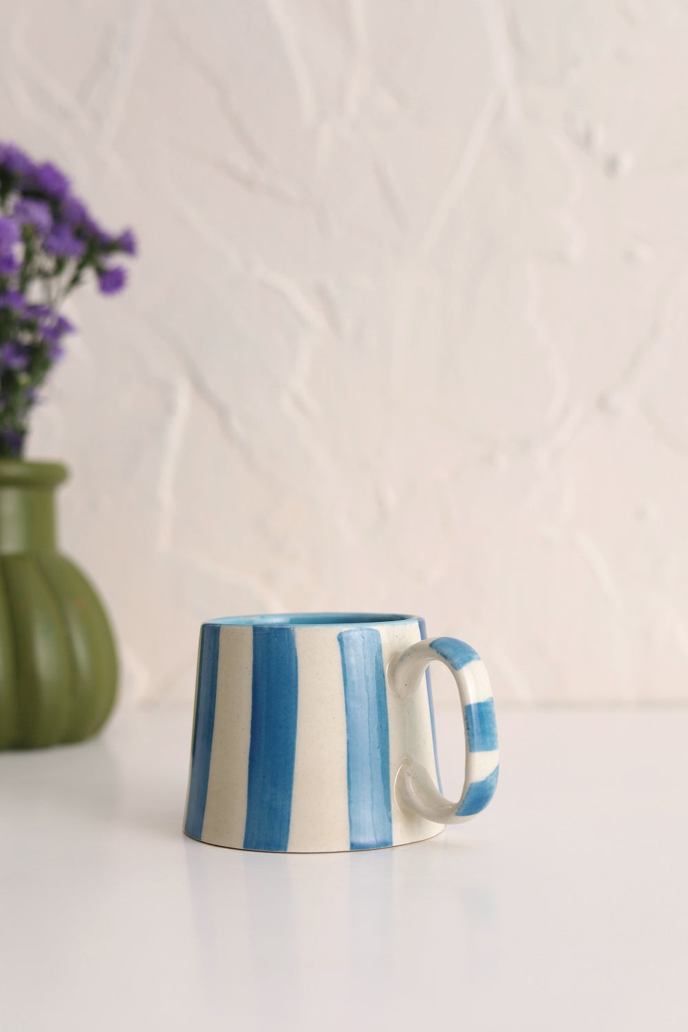 Ceramic Blue Stripe  Coffee cup- 220ml (SET OF 4)