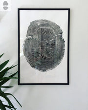 Handmade Tree Ring Prints from Reclaimed Wood | Three-Panel Woodcut Wall Art Set | 24" x 36" Each