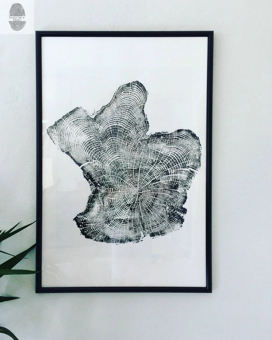 Handmade Tree Ring Prints from Reclaimed Wood | Three-Panel Woodcut Wall Art Set | 24" x 36" Each