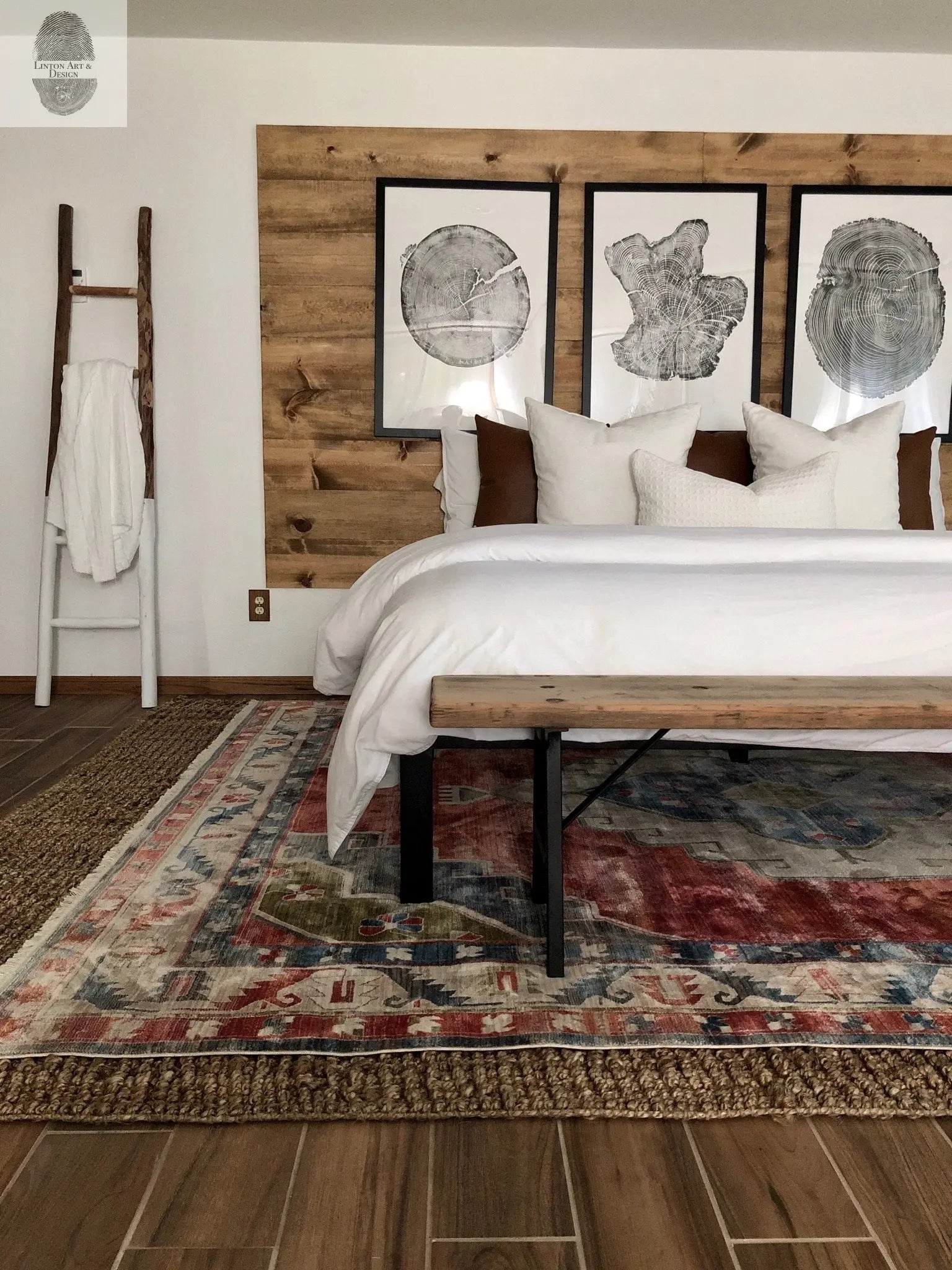 Handmade Tree Ring Prints from Reclaimed Wood | Three-Panel Woodcut Wall Art Set | 24" x 36" Each