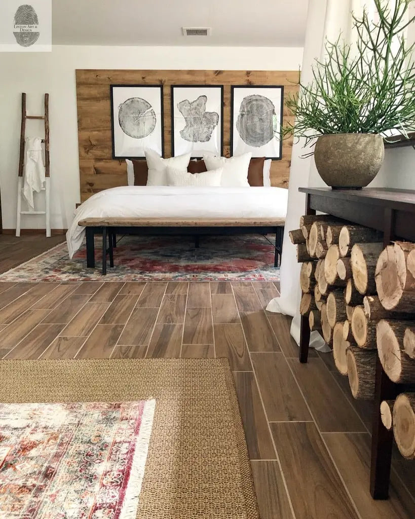 Handmade Tree Ring Prints from Reclaimed Wood | Three-Panel Woodcut Wall Art Set | 24" x 36" Each
