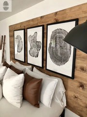 Handmade Tree Ring Prints from Reclaimed Wood | Three-Panel Woodcut Wall Art Set | 24" x 36" Each